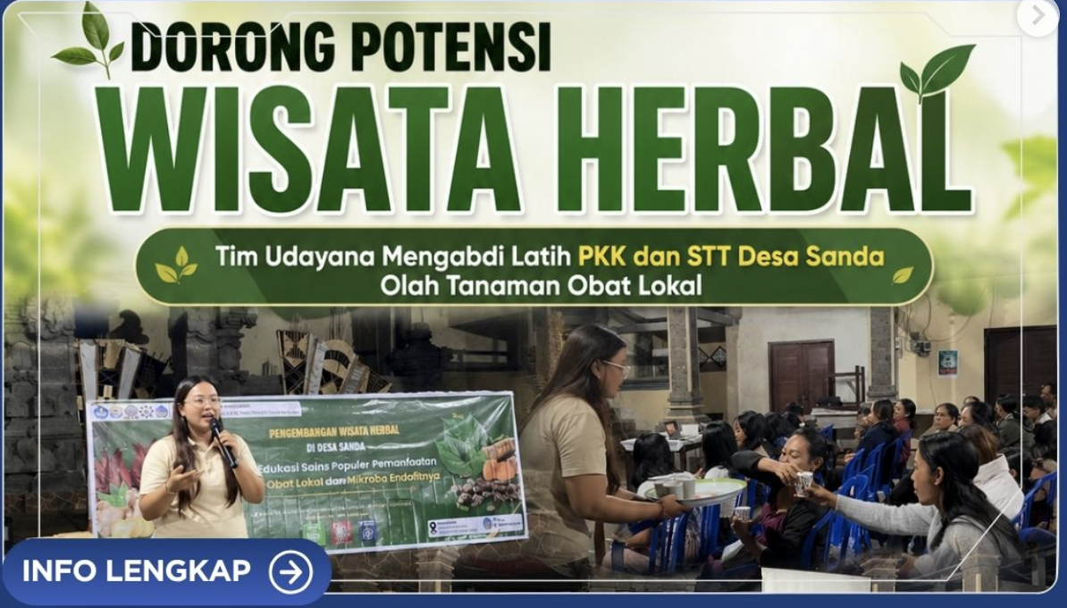 Dorong Potensi Wisata Herbal, Tim Udayana Mengabdi Latih PKK dan STT Desa Sanda Olah Tanaman Obat Lokal